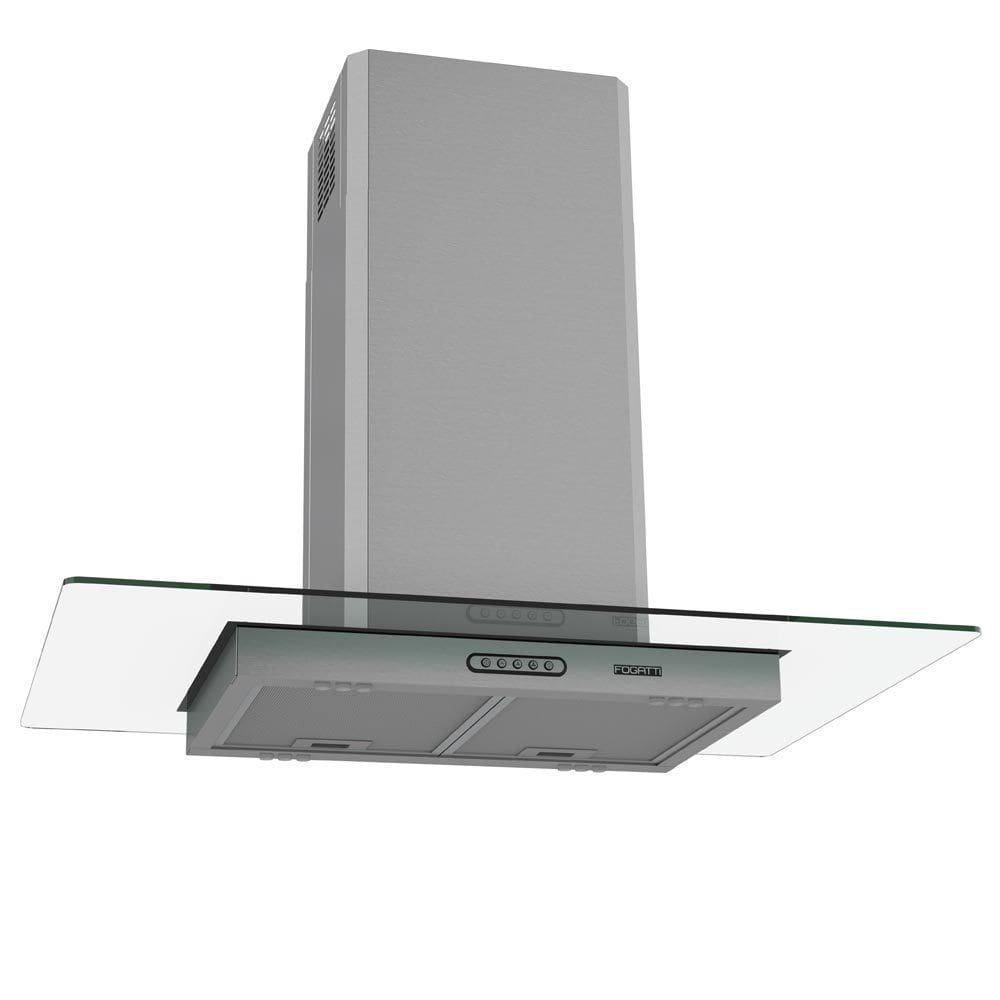 Coifa de Ilha Vidro Reto Inox 4 e 5 Bocas 90cm - Fogatti