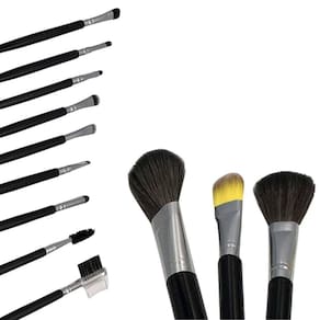 Kit Pincel De Maquiagem Com 12 Peças Cerda De Nylon