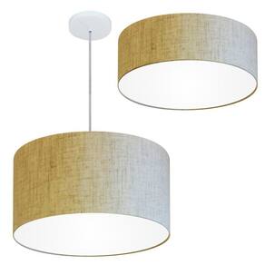 Kit Plafon Md-3014 Pendente Md-4049 Cúpula em Tecido 50cm Rustico Bege - Bivolt
