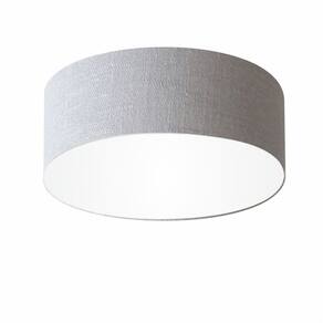 Plafon Cilíndrico Md-3014 Cúpula em Tecido 50x15cm Rustico Cinza - Bivolt