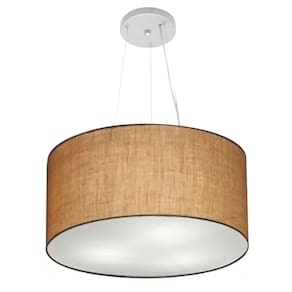 Lustre Pendente Cilíndrico Md-4186 Cúpula em Tecido 45x25cm Palha - Bivolt