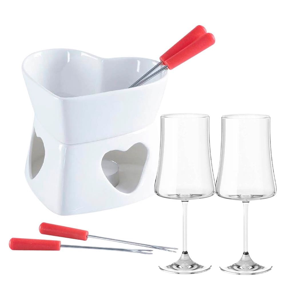 Aparelho de Fondue e Taças de Vinho 460ml Pleasure Herstal Branco