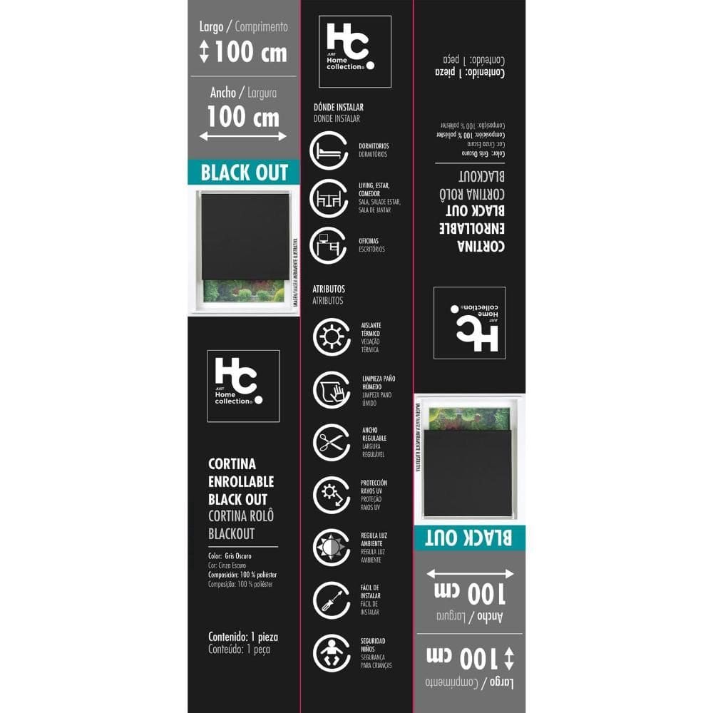 Cortina Rolo B/O 100X100 Grafite.