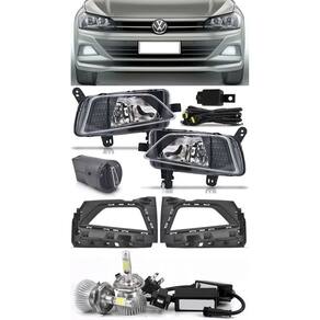 Kit Farol de Milha Neblina Vw Virtus e Novo Polo 2018 2019 + Kit Lâmpada Super LED 6000K