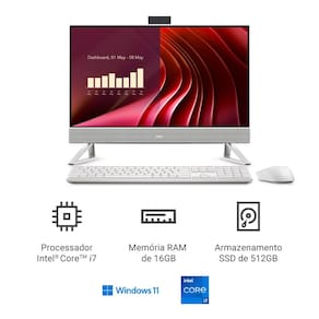 Computador Dell 24 All-in-one EC24250 23.8" IPS Full HD 13ª Gen Intel Core i7 16GB 512GB SSD Win 11 AIO-i1303-M30