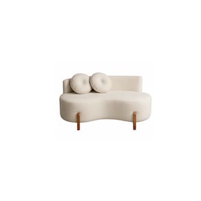 Sofá Decorativo Curvo Orgânico Living Boucle Bege - Montanaris Decor