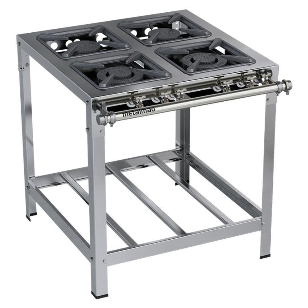 Fogão Industrial Stori Premium 4 Bocas 30x30 M14 Aço Inox 430 Metalmaq Fogão Baixa Pressão