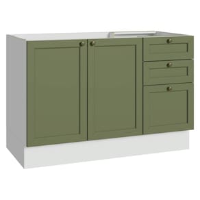 Balcão de Pia 120 cm 2 Portas 3 Gavetas (Sem Tampo) Branco/Verde Vik Madesa