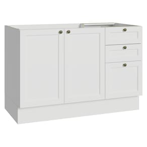 Balcão de Pia 120 cm 2 Portas 3 Gavetas (Sem Tampo) Branco Vik Madesa