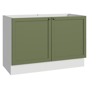 Balcão Gabinete de Pia 120 cm (Sem Tampo) Branco/Verde Vik Madesa