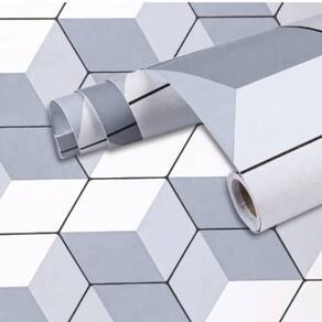 Papel De Parede Adesivo Geométrico Pvc 5 Metros X 45Cm