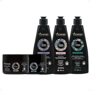 Kit Arvensis Cachos Naturais Cabelos Ondulados e Cacheados: Shampoo 300ml, Condicionador 300ml, Máscara 250g, Ativador de Cachos 300ml e Geleia Ativad
