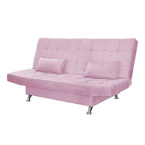 Sofá Cama Casal Com Almofadas 3 Lugares Chicago Suede Rosê