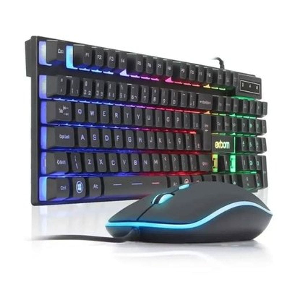 Kit Teclado + Mouse Gamer USB Exbom - Com LED RGB - BK-G550