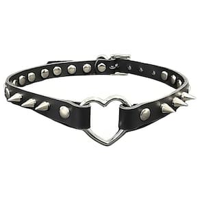 Gargantilha Coração Hard Gótica Punk Spike Choker Estilo Rebelde Audacioso