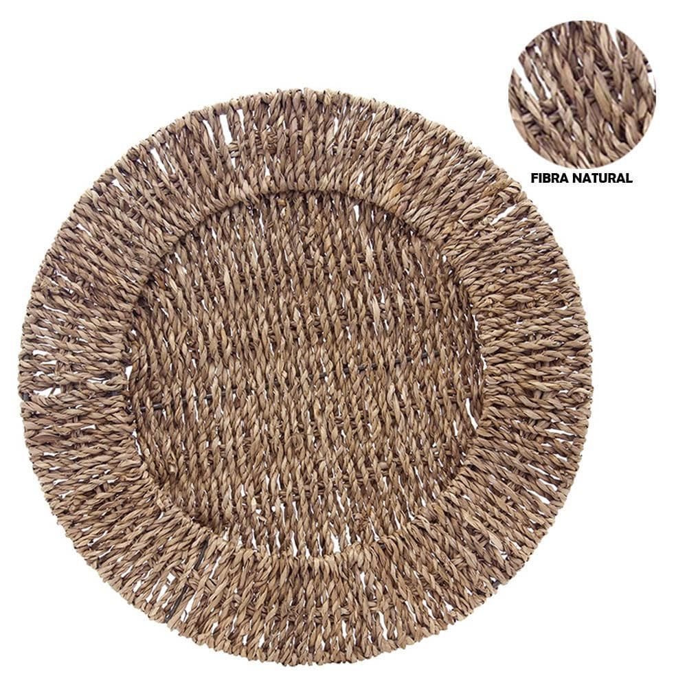 Sousplat Redondo Fibra Natural Marrom 32Cm Mimo