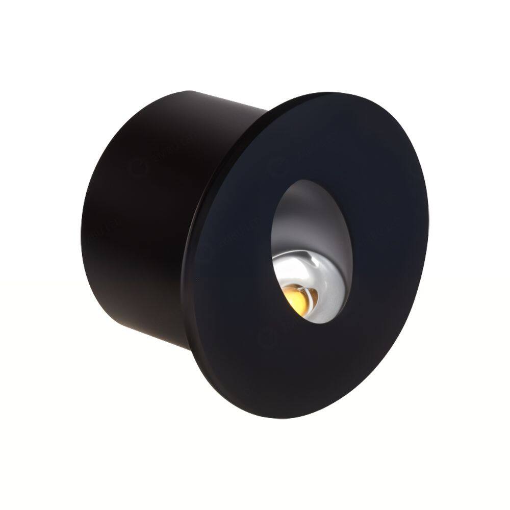 Balizador de Embutir Solo Piso Plus Redondo Preto Led 3W 3000K Bivolt IP65