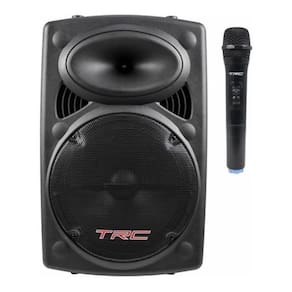 Caixa De Som Ativa 12 Polegadas 350W Com Led Microfone E Bateria Trc-436 Trc