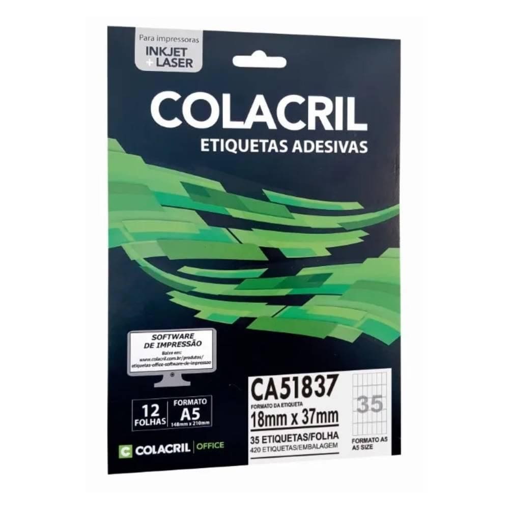 Etiqueta Adesiva Colacril A5 Ca51837 18X37Mm C/420