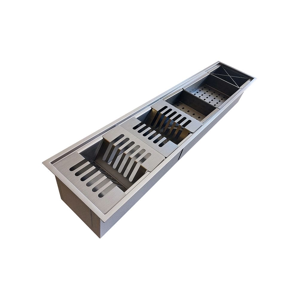 Calha Úmida Gourmet Escorredor de Cozinha 86x19 Aço Inox Cinza