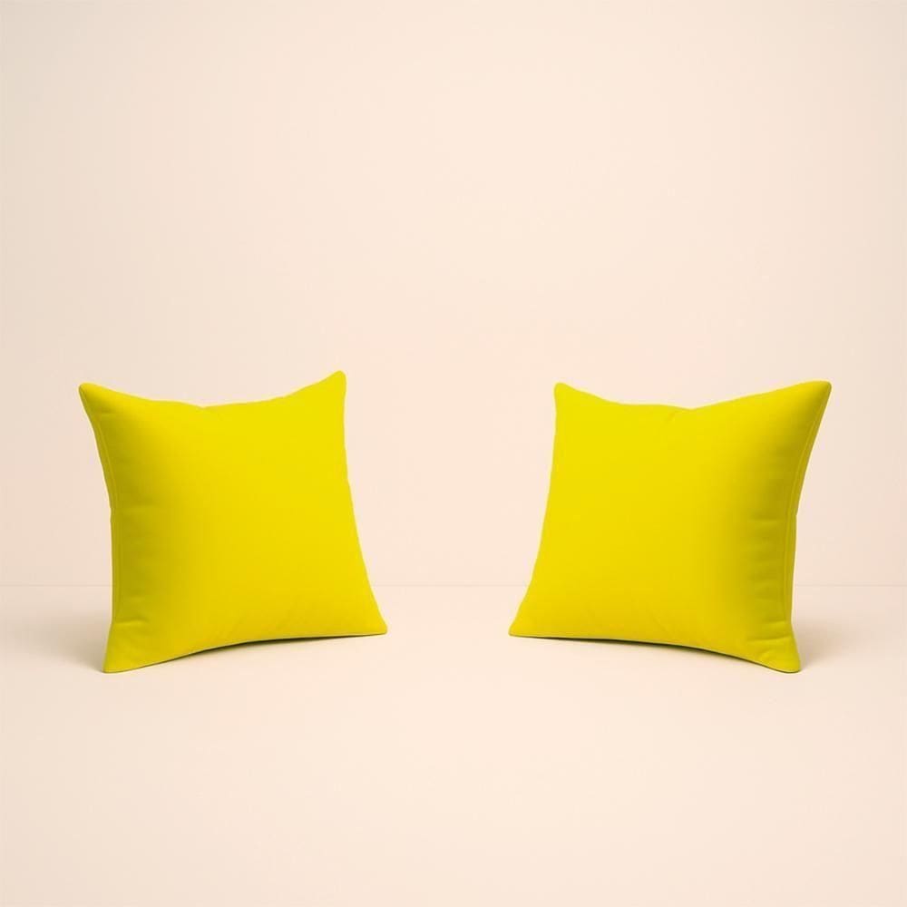 Kit 2 Almofada Decorativa 42cm Em Suede Fofinha Lisa para Sofá Amarelo
