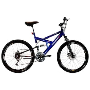 Bicicleta Aro 26 MTB 18V Full Suspention Duplo Freio a Disco Max 260 Azul