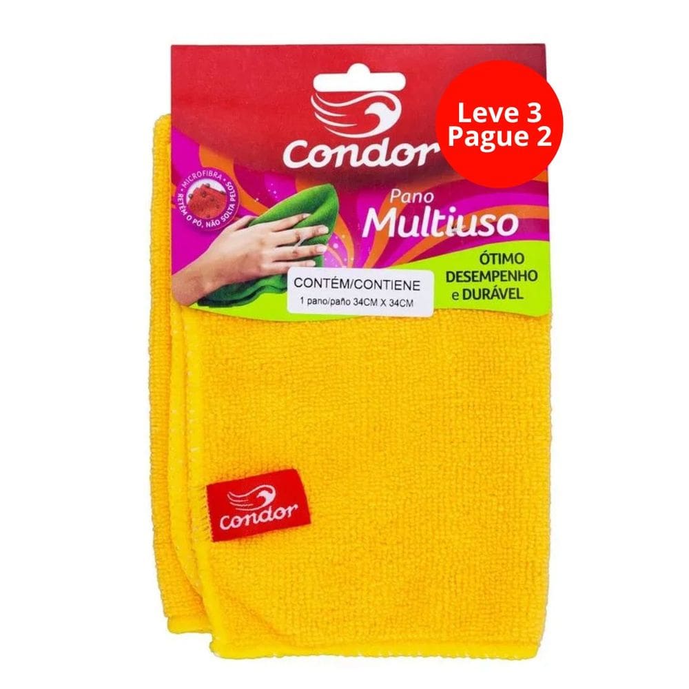 Pano Multiuso Amarelo Condor - Leve 3 Pague 2