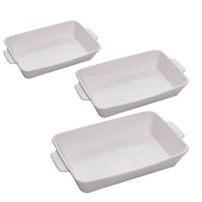 Conjunto 3 Refratárias com Alça de Porcelana Branca Basic Lyor