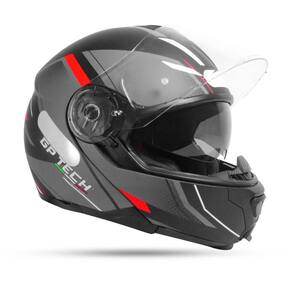 Capacete Gp Tech A118 Sv Elite Articulado Preto/Cinza/Vermelho Fosco