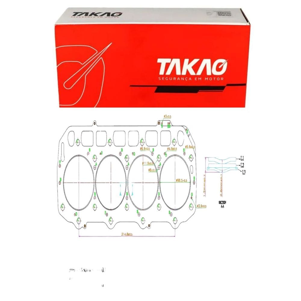 Junta De Cabeçote Yale 3.3 8V 2006 A 2016 / Hyster 3.3 8V 2006 A 2016 - Takao Jcby98