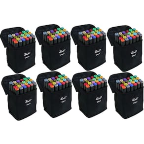Caneta Canetinha 24 Cores Permanente Estojo Ponta Dupla Kit 8 Uni Escola Curso Design Moda Artes Desenho Pintura Hobbie Lazer