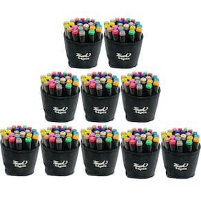 Caneta Canetinha 24 Cores Ponta Dupla Kit 10 Uni Estojo Bolsa Alça Tinta Permanente Desenho Pintura Artes Moda Design Hobbie Lazer