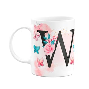 Caneca Butterfly - Inicial do nome letra W - 325ml