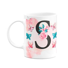 Caneca Butterfly - Inicial do nome letra S - 325ml