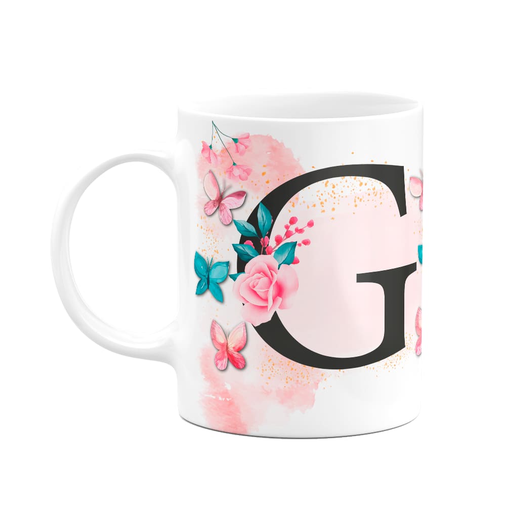 Caneca Butterfly - Inicial do nome letra G - 325ml