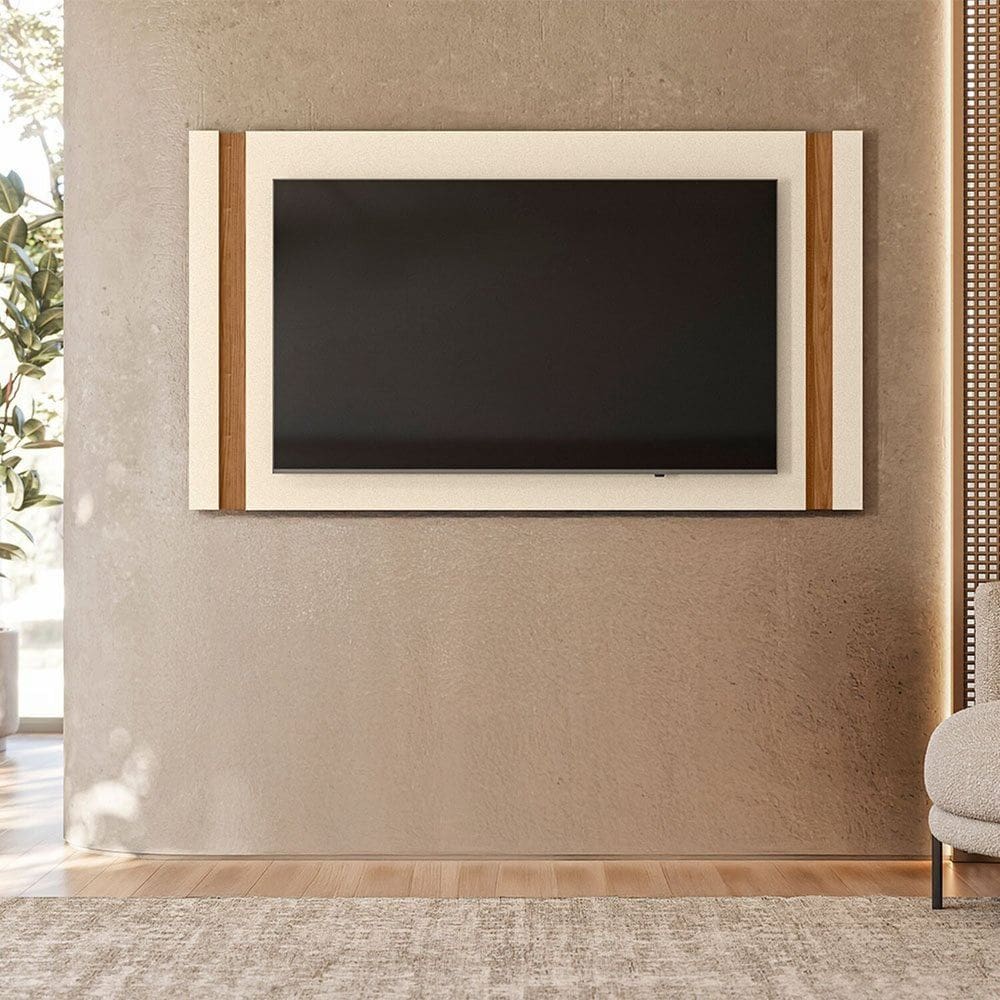 Painel para Tv 65 Polegadas 90cm X 180cm Living Perola Metalizado / Amendoa