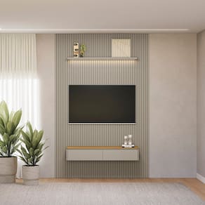 Painel para Tv 75 Polegadas com Led Ripado Modular Tauari / Gris Fosco