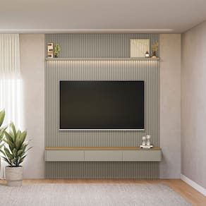 Painel para Tv 80 Polegadas com Led Ripado Modular Tauari / Gris Fosco