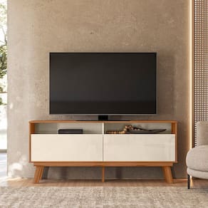 Rack para Tv 65 Polegadas 66cm X 160cm Olinda Off White / Amendoa