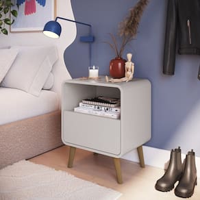 Mesa de Cabeceira com 1 Gaveta Curve Bege Dunas