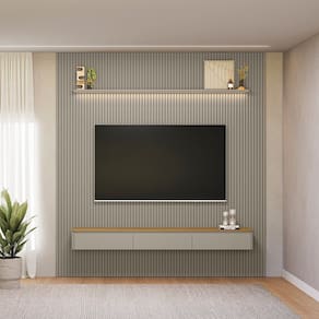 Painel para Tv 85 Polegadas com Led Ripado Modular Tauari /Gris Fosco