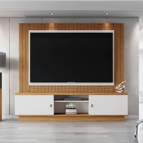 Estante para Tv 70 Polegadas Santos Off White / Amendoa