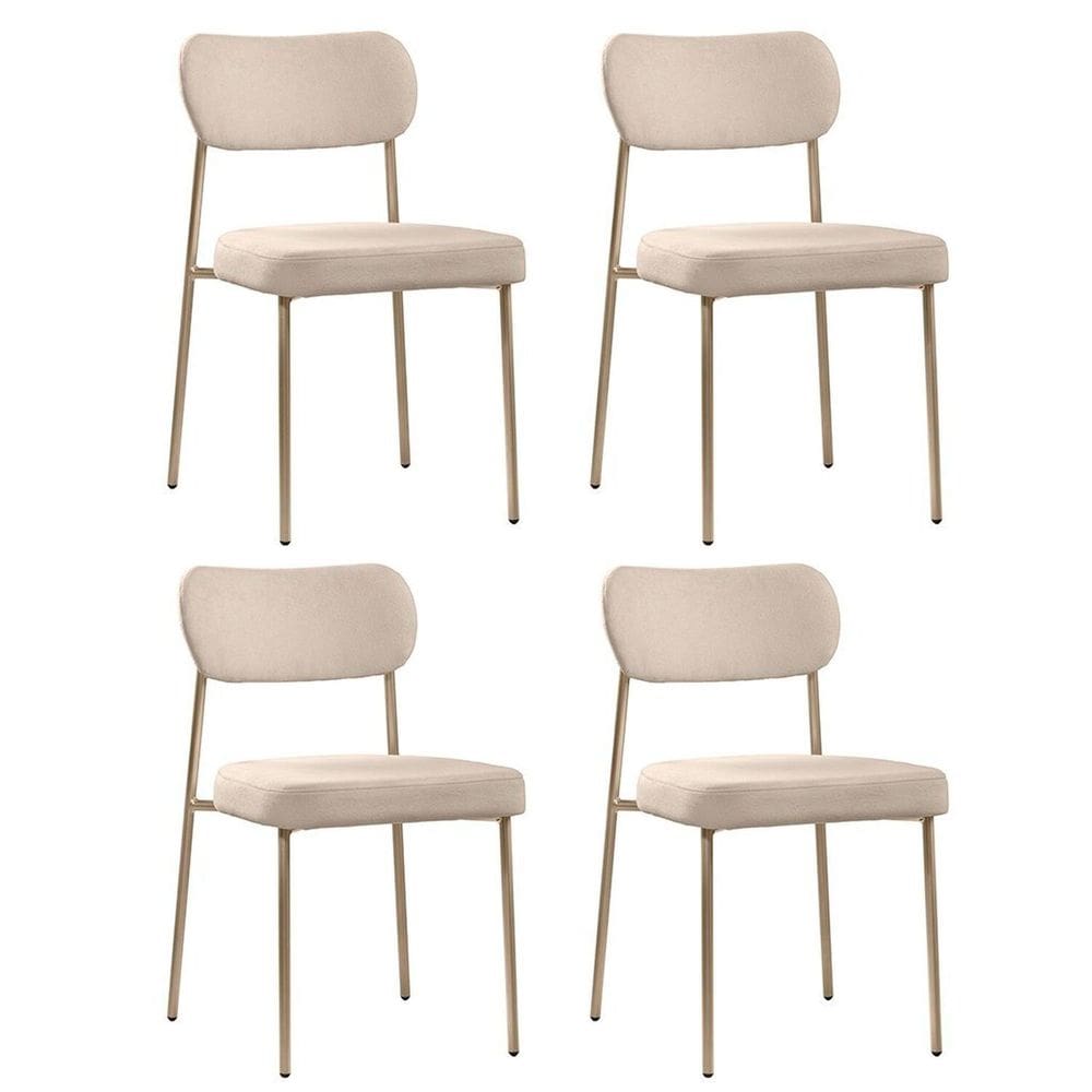 Cadeiras para Sala de Jantar 4 Unidades Lavínia Bege / Champanhe