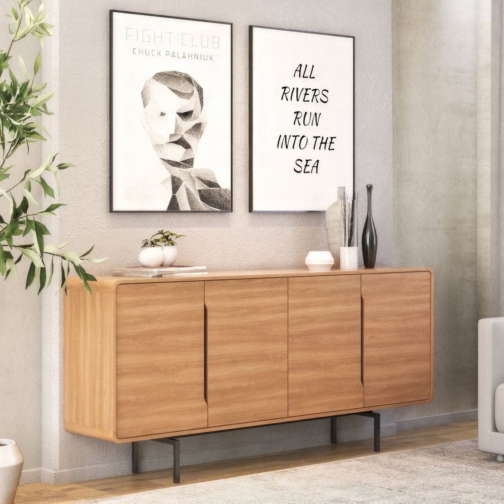 Buffet para Sala de Jantar 4 Portas Otto Espresso Móveis Freijo/ Preto