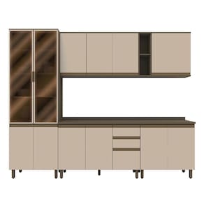 Cozinha Modulada Connect 6 Peças com Cristaleira - Móveis Henn