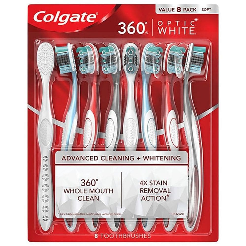 Escova de dentes Colgate 360 Whole Mouth Clean Optic White x8