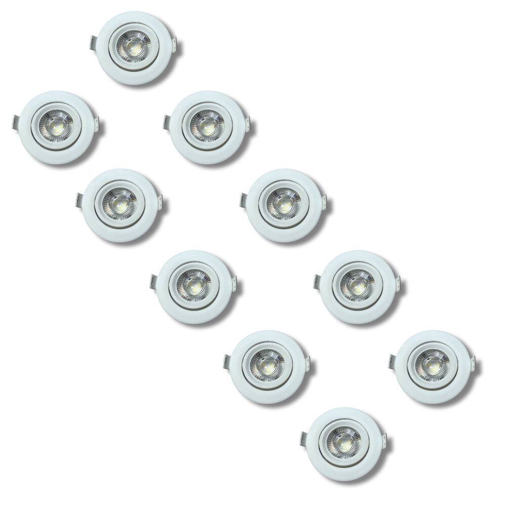 Kit 10 Spot Led Elgin Luminária Mr16 5W 6,500K Direcionável Redondo