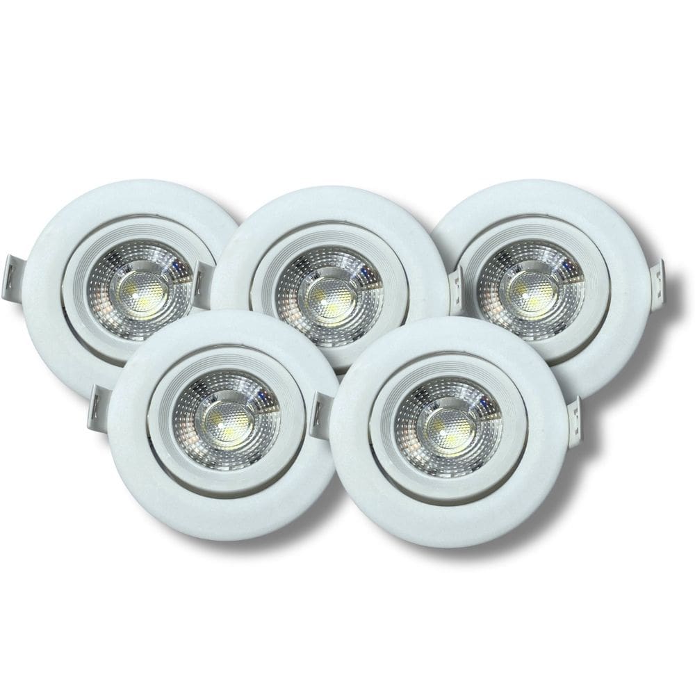 Kit 5 Spot Led Elgin Luminária Mr16 5W 6,500K Direcionável Redondo