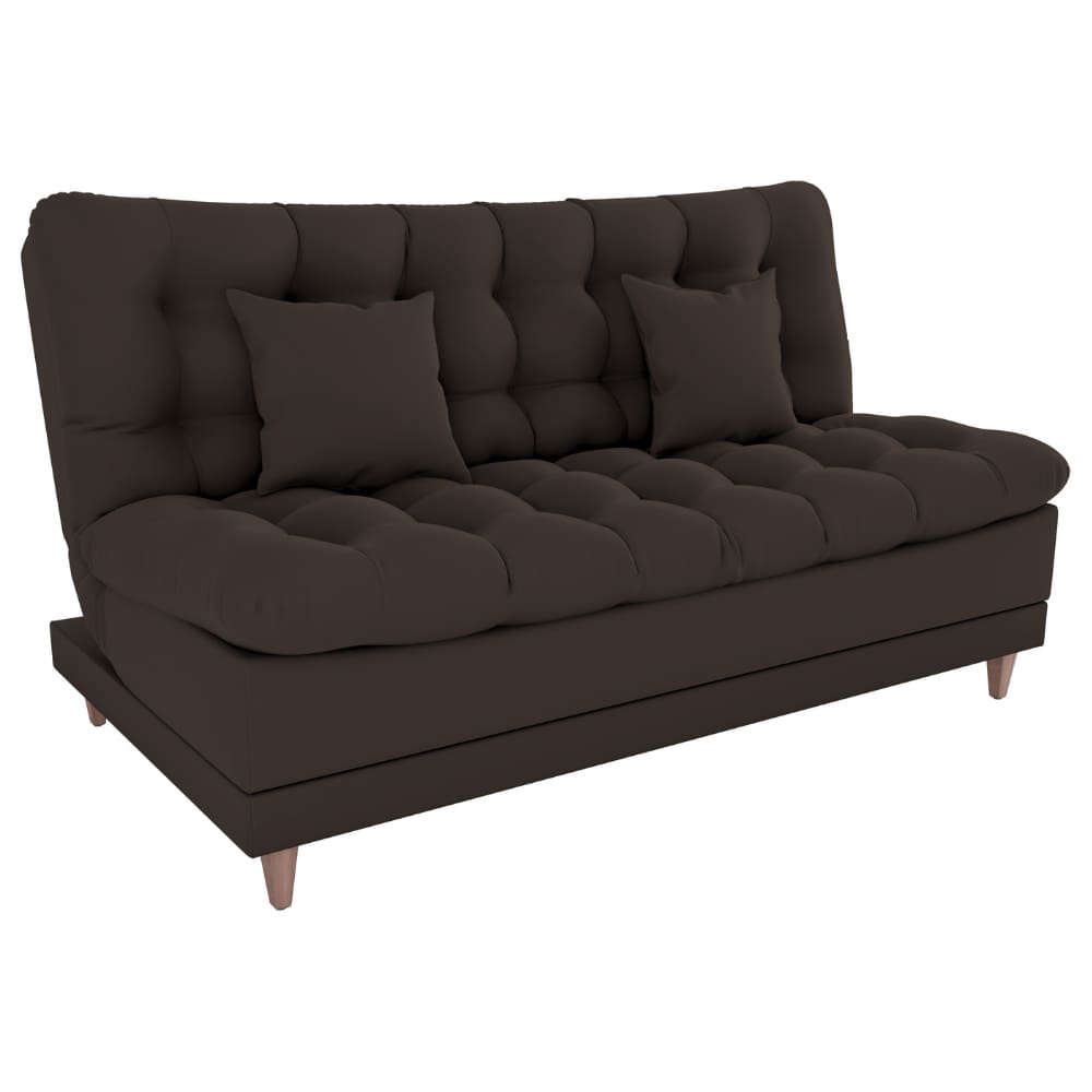 Sofa Cama 2 Lugares 185 cm Duda Veludo Light B255 Marrom Milani Store