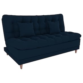 Sofa Cama 2 Lugares 185 cm Duda Veludo Light B254 Azul Milani Store